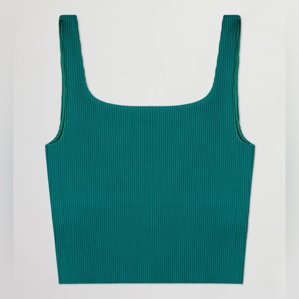 {{carbon38}} Ribbed Tank in Teal - Picture 2 of 4